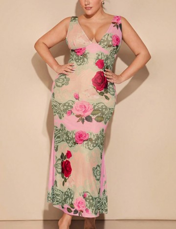 Rochie maxi Shein Curve+, mix culori