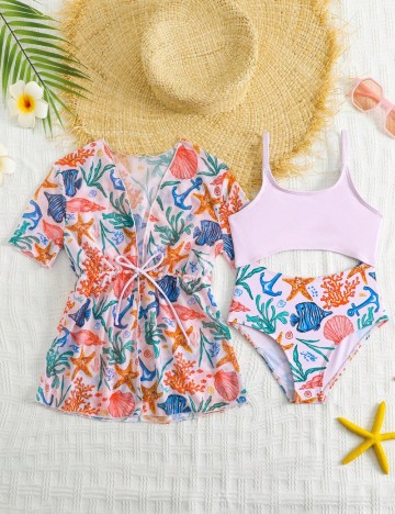 Set costum de baie Shein, mix culori
