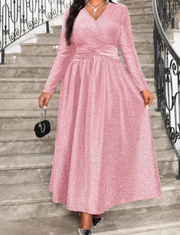 Rochie maxi Shein Curve+, roz