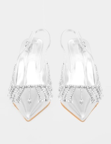 Pantofi cu toc PRETTYLITTLETHING, argintiu