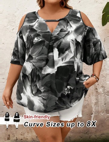 Cămașă cu mânecă scurtă Shein Curve+, mix culori