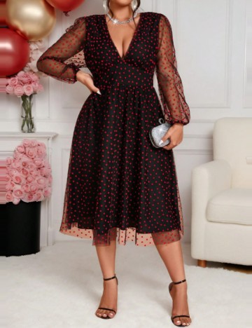 Rochie midi Shein Curve+, negru