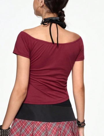 Tricou Romwe by Shein, vișiniu