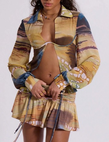 Cămașă MUSERA by Shein, maro