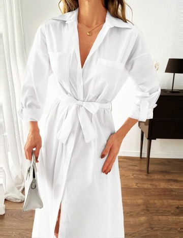 Rochie tip cămașă Shein, alb