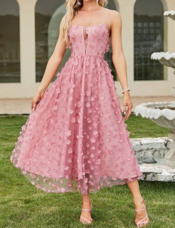 Rochie midi Shein, roz pudra