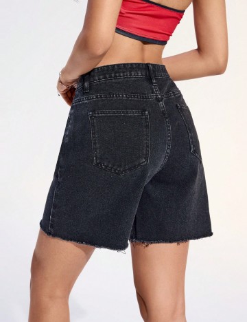 Pantaloni scurți de blugi Shein, negru