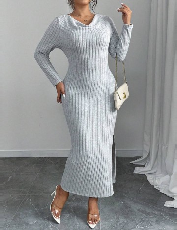 Rochie midi Shein Curve+, gri