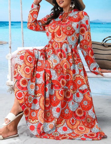 Rochie maxi Shein Curve+, mix culori