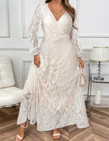 Rochie maxi Shein Curve+, crem