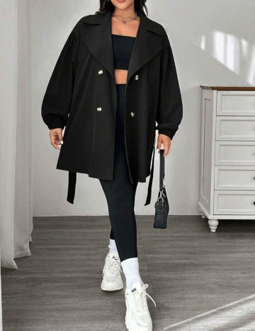 Trench Shein Curve+, negru
