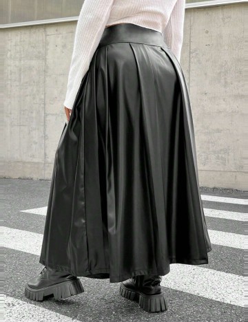 Fustă Imitație Piele Shein Curve+, negru