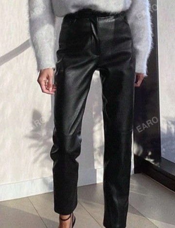 Pantaloni din imitatie de piele Shein, negru
