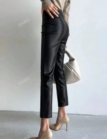Pantaloni din imitatie de piele Shein, negru