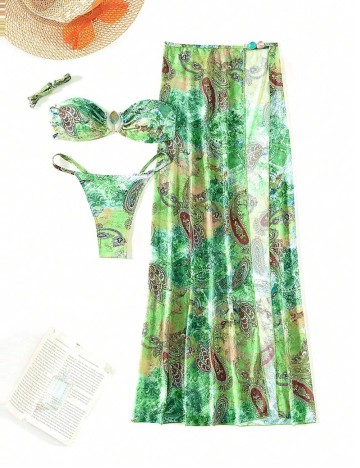 Set costum de baie și fustă Shein, mix culori