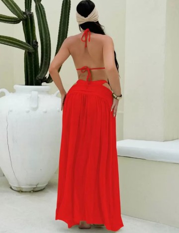 Set costum de baie și fustă Shein, roșu