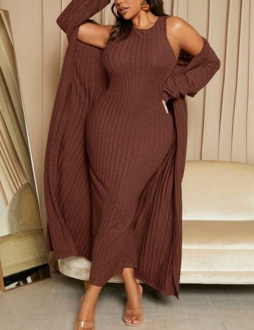 Set Rochie și Cardigan Shein Curve+, maro