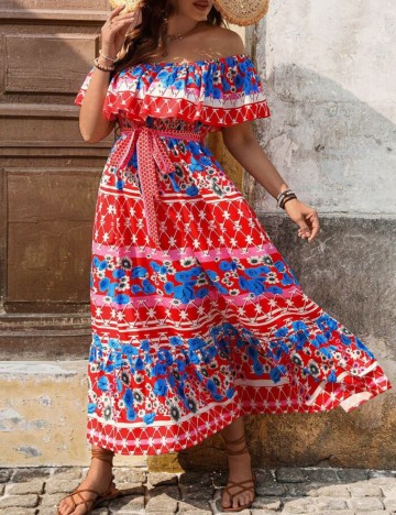 Rochie maxi Shein Curve+, mix culori