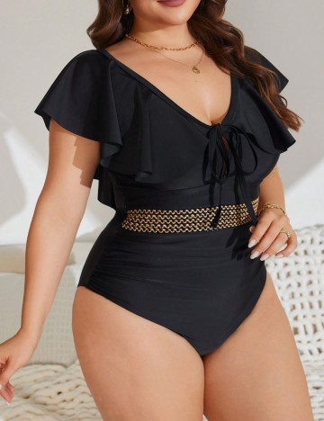 Costum de baie întreg Shein Curve+, negru