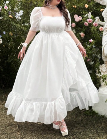 Rochie maxi Shein Curve+, alb