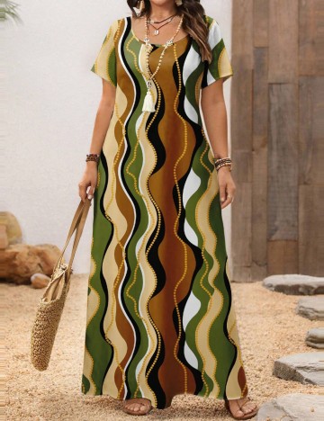 Rochie maxi Shein Curve+, mix culori