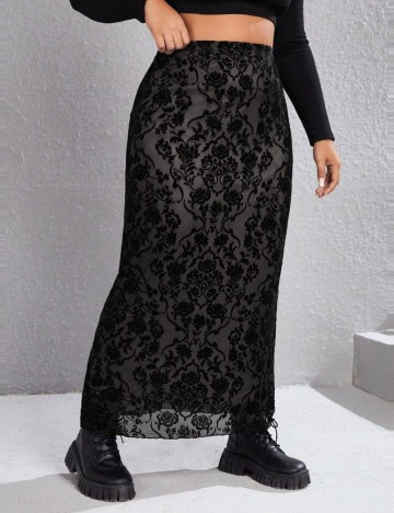 Fustă maxi Shein Curve+, negru