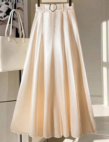 Fustă maxi Shein Curve+, crem