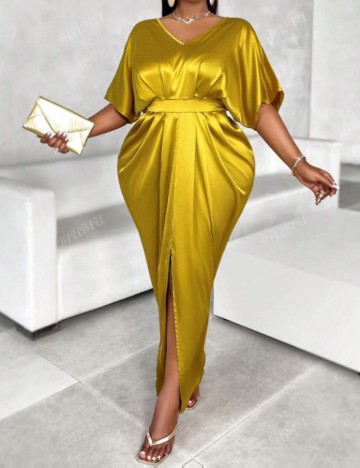 Rochie maxi Shein Curve+, galben