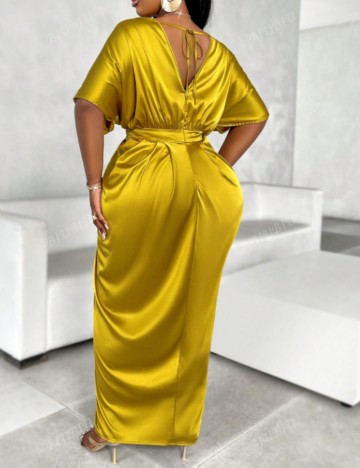 Rochie maxi Shein Curve+, galben