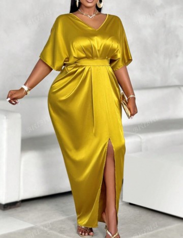 Rochie maxi Shein Curve+, galben