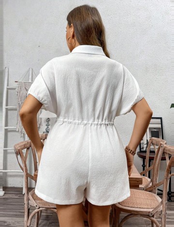 Salopetă scurtă Shein Curve+, alb