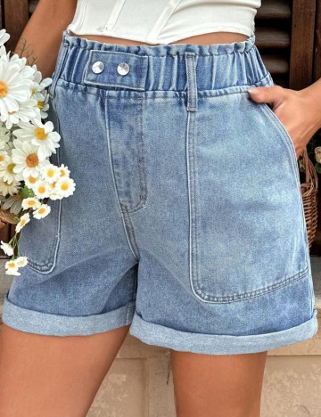 Pantaloni scurți de blugi Shein, albastru