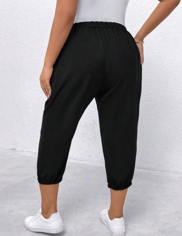 Pantaloni 3/4 Shein Curve+, negru