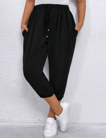 Pantaloni 3/4 Shein Curve+, negru