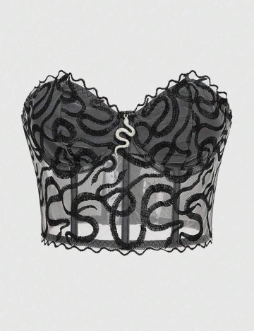 Top Romwe by Shein, negru