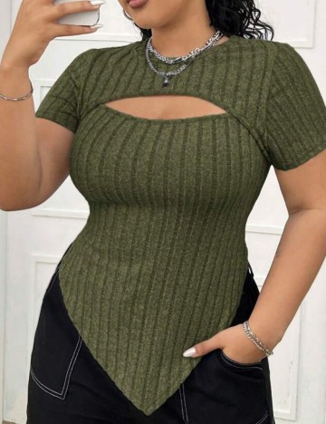 Tricou Shein Curve+, kaki