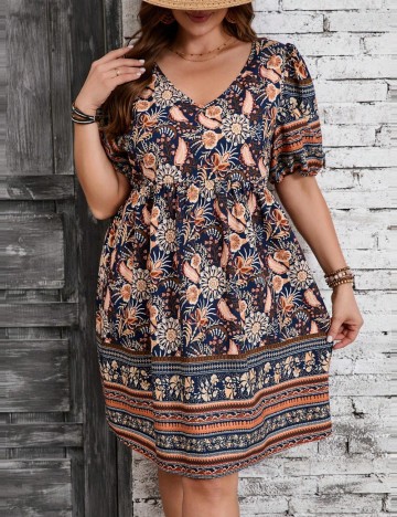 Rochie mini Shein Curve+, mix culori