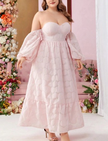 Rochie maxi Shein Curve+, roz
