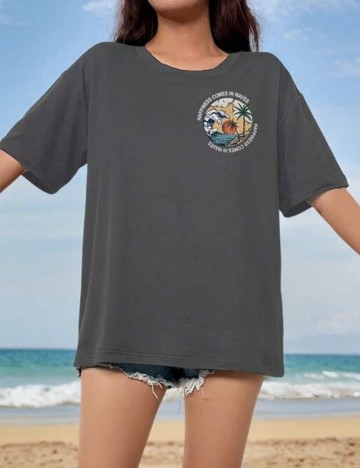 Tricou Shein Curve+, gri