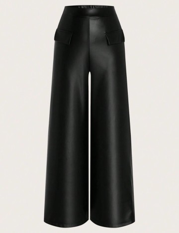 Pantaloni imitație din piele Shein Curve+, negru