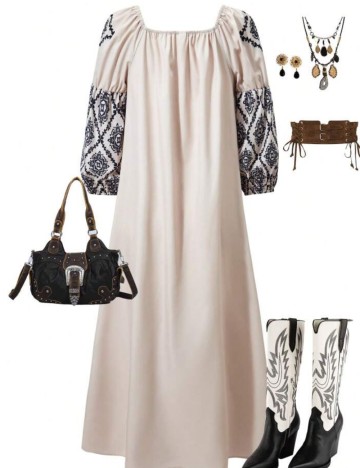Rochie maxi Shein, crem