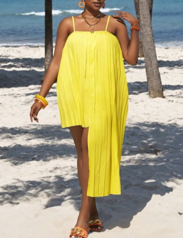 Rochie midi Shein Curve+, galben