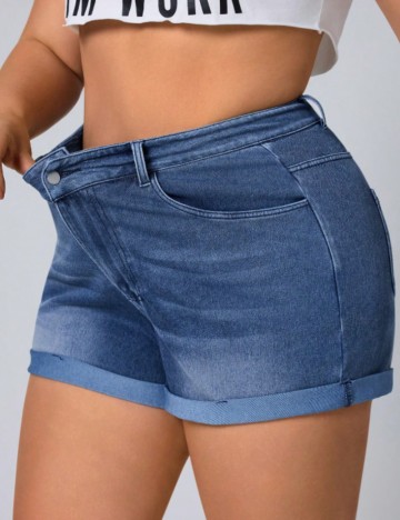 Pantaloni scurți de blugi Shein Curve+, albastru