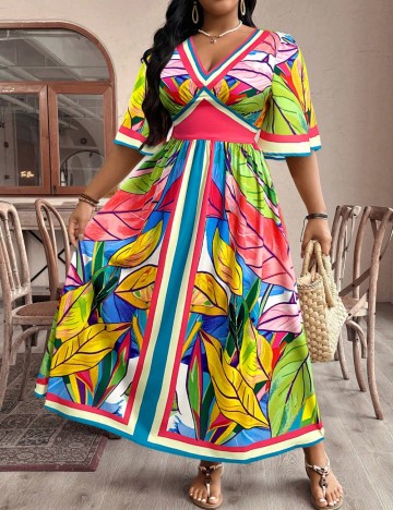 Rochie maxi Shein Curve+, mix culori