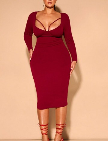 Rochie midi Shein Curve+, vișiniu
