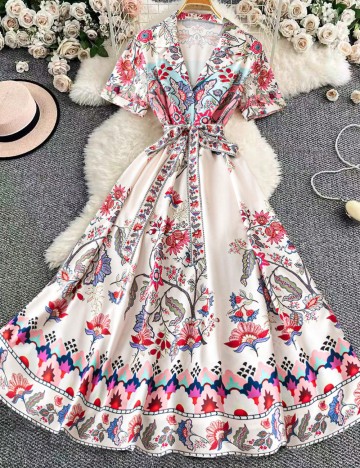 Rochie maxi Shein Curve+, mix culori