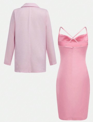 Set rochie și sacou Shein, roz