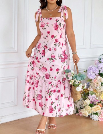Rochie maxi Shein Curve+, roz