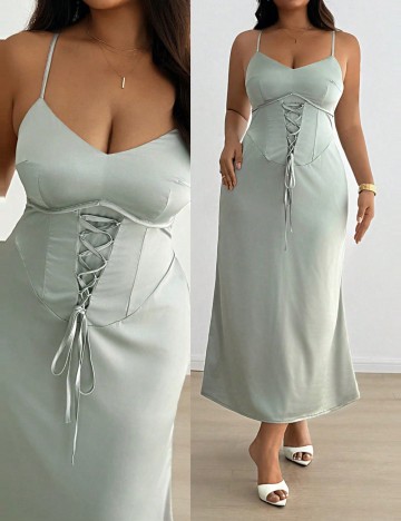 Rochie midi Shein Curve+, verde