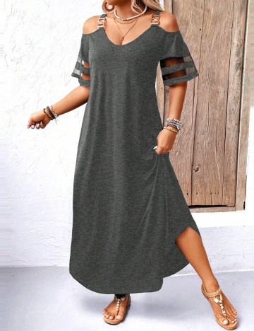 Rochie maxi Shein Curve+, gri